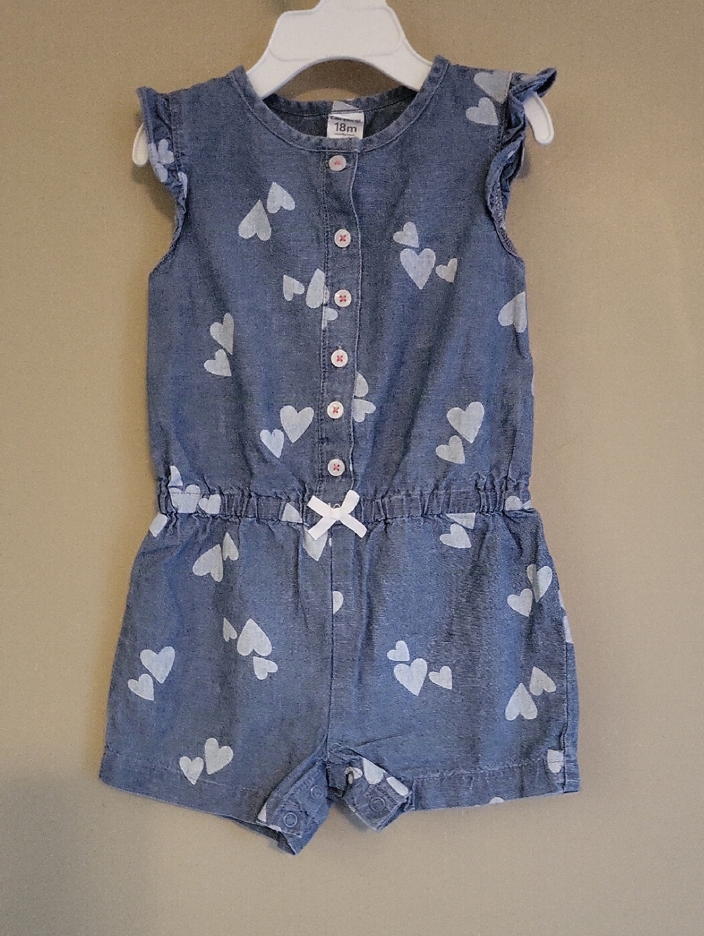 Carter's soft denim heart print short romper